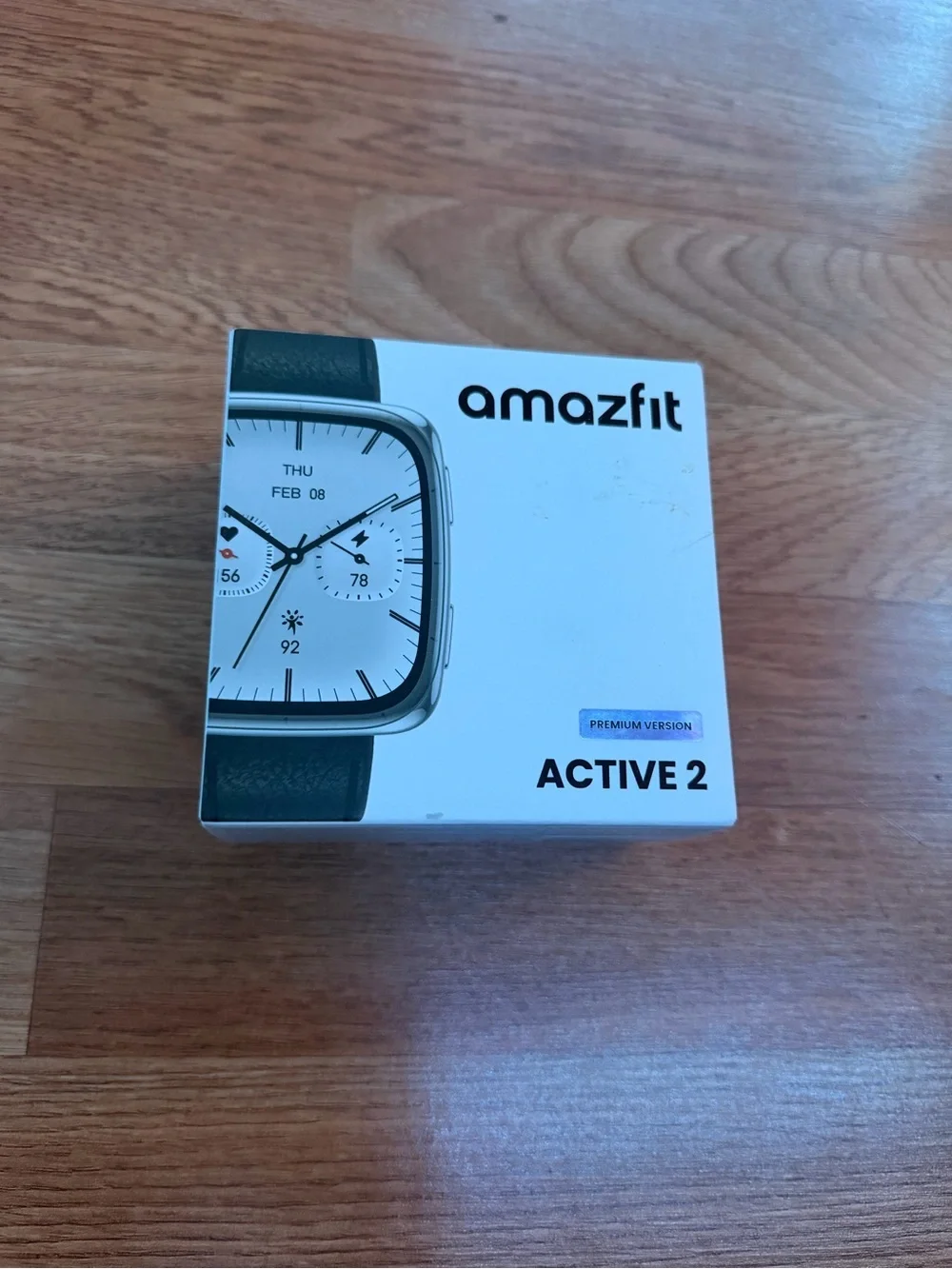 Amazfit Active 2 Premium Smart Watch (Square) 10 Day Battery, Black Leather NEW